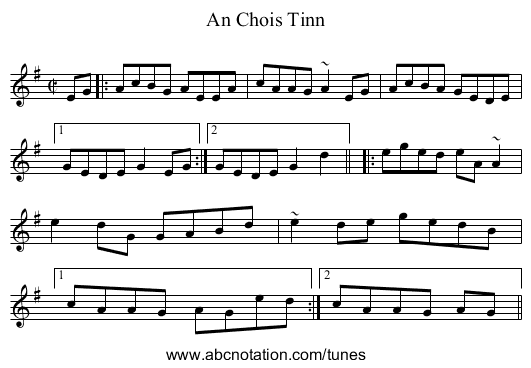 Chois Tinn, An - staff notation