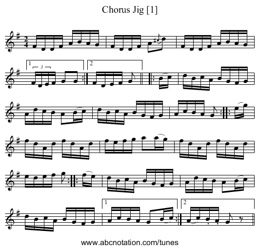 Chorus Jig [1] - staff notation