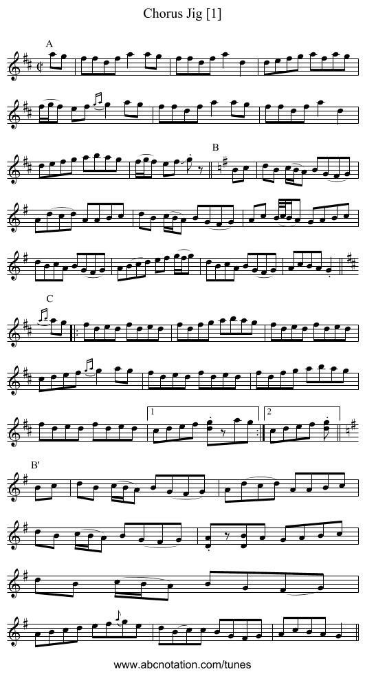 Chorus Jig [1] - staff notation