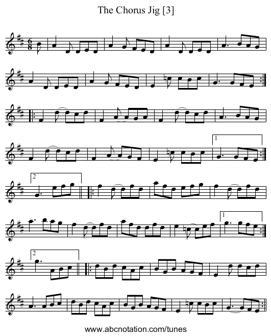 Chorus Jig [3], The - staff notation