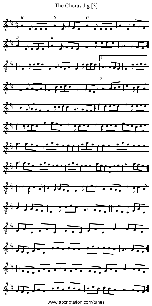 Chorus Jig [3], The - staff notation