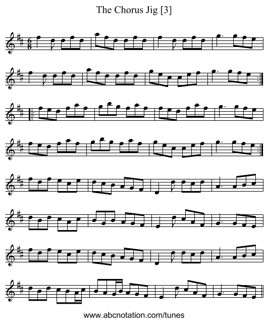 Chorus Jig [3], The - staff notation