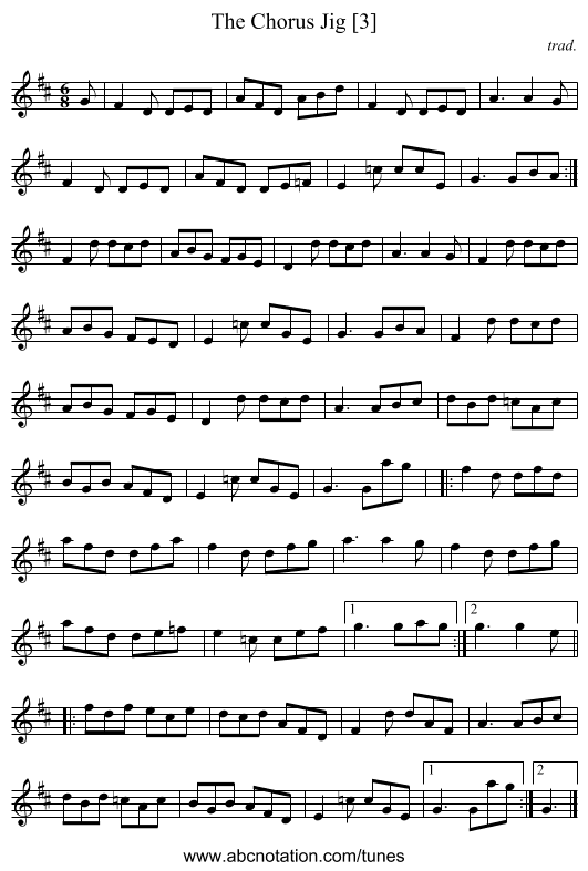 Chorus Jig [3], The - staff notation