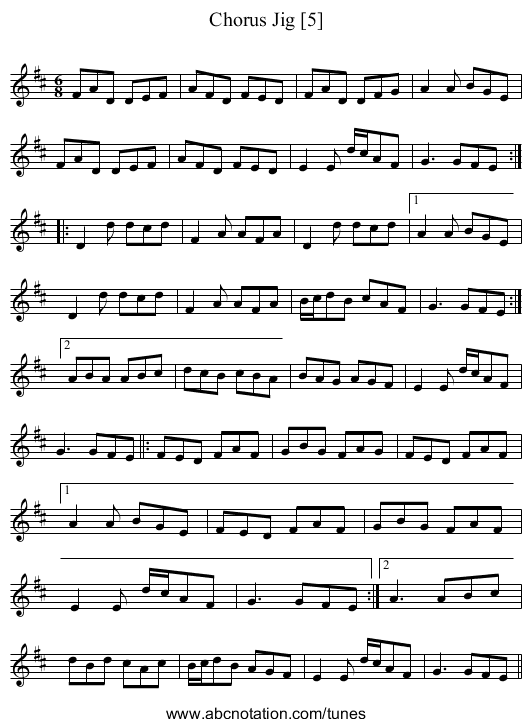 Chorus Jig [5] - staff notation