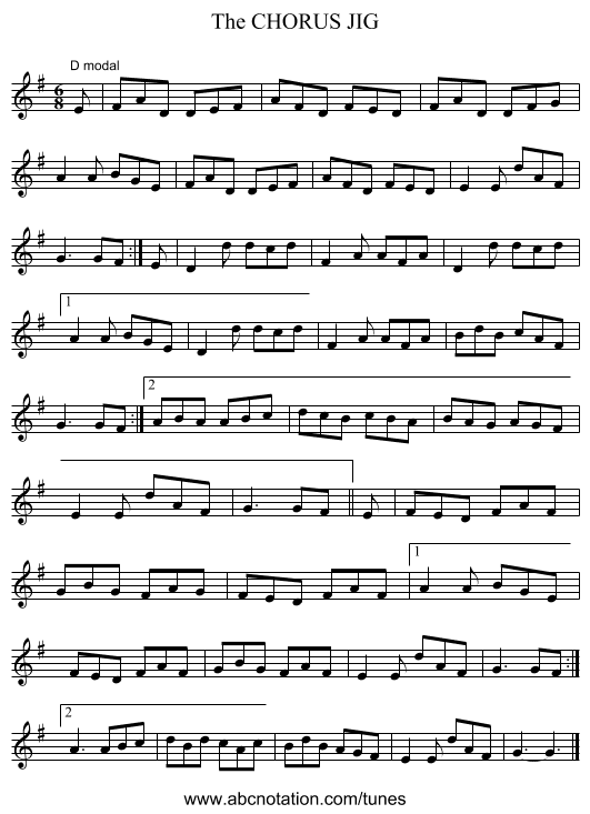 CHORUS JIG, The - staff notation