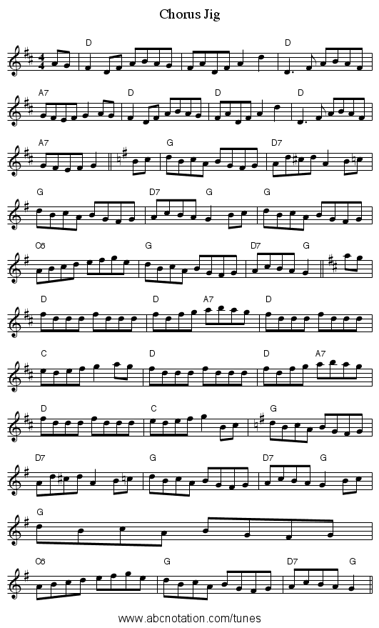 Chorus Jig - staff notation