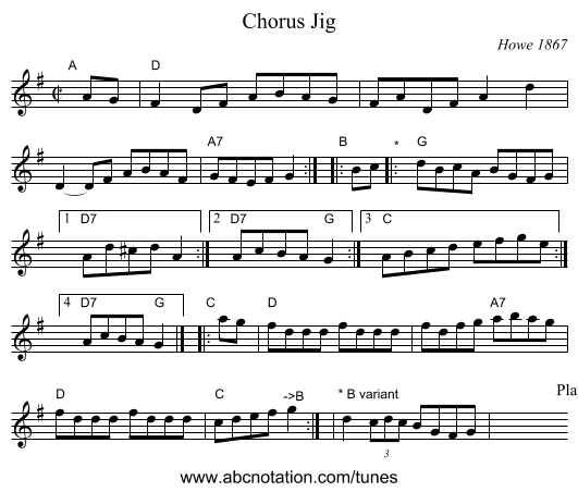 Chorus Jig - staff notation