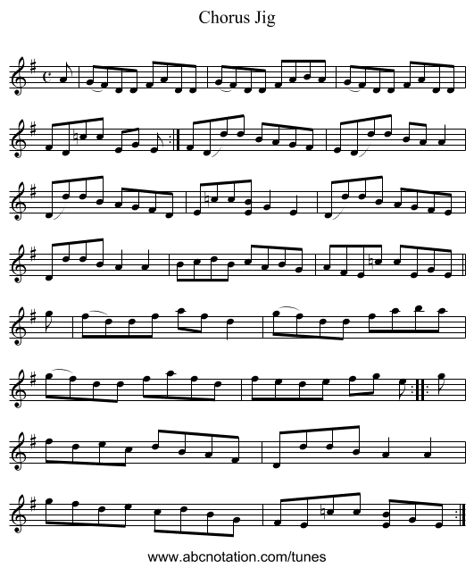 Chorus Jig - staff notation
