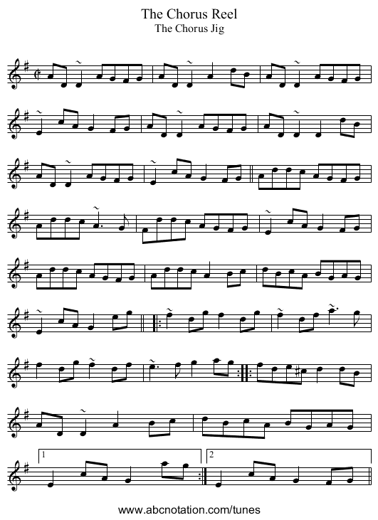 Chorus Reel, The - staff notation