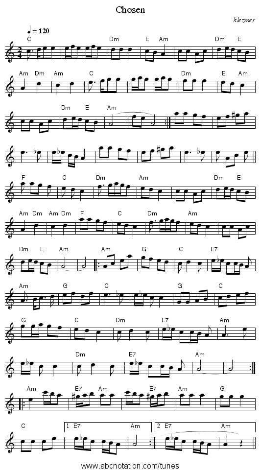 Chosen - staff notation