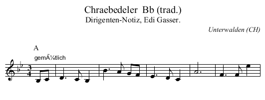 Chraebedeler  Bb (trad.) - staff notation