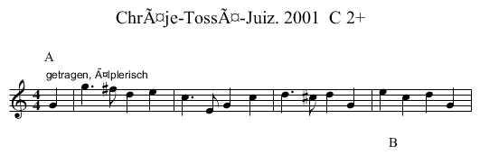 ChrÃ¤je-TossÃ¤-Juiz. 2001  C 2+ - staff notation
