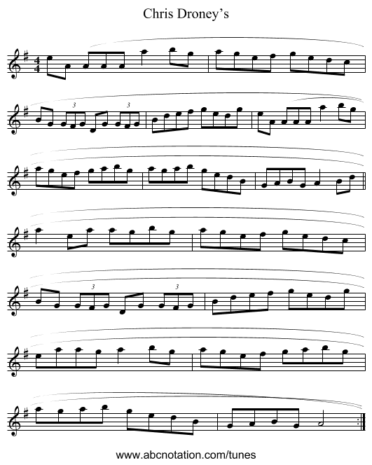 Chris Droney’s - staff notation