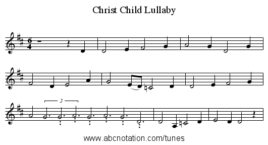 Christ Child Lullaby - staff notation
