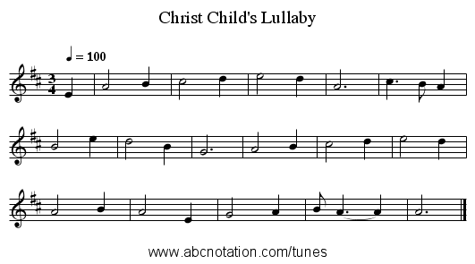 Christ Child's Lullaby - staff notation