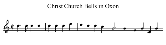 Christ Church Bells in Oxon - staff notation