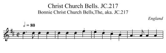 Christ Church Bells. JC.217 - staff notation