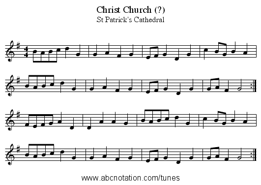 Christ Church (?) - staff notation