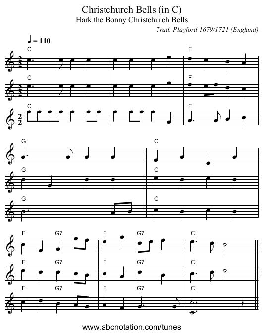 Christchurch Bells (in C) - staff notation