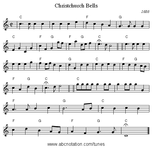 Christchurch Bells - staff notation