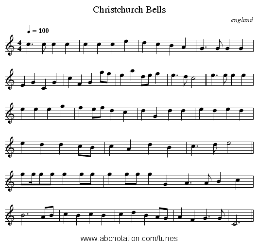 Christchurch Bells - staff notation