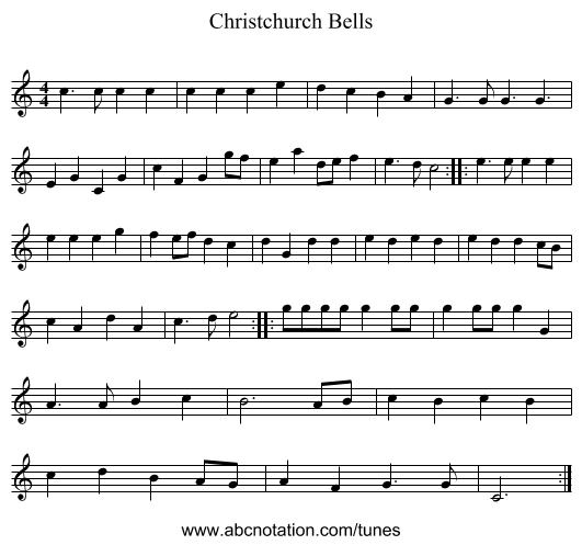 Christchurch Bells - staff notation