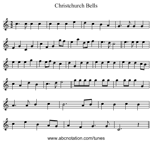 Christchurch Bells - staff notation