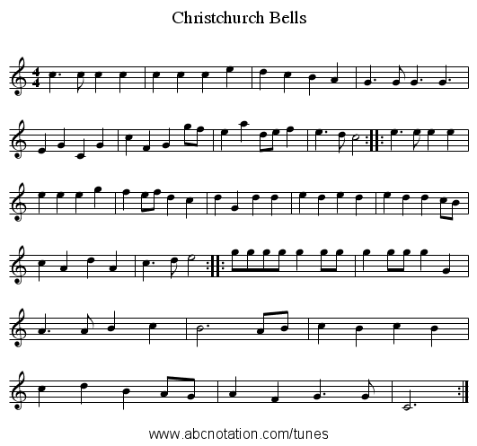 Christchurch Bells - staff notation