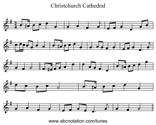 Christchurch Cathedral - staff notation