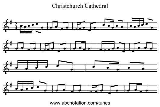 Christchurch Cathedral - staff notation