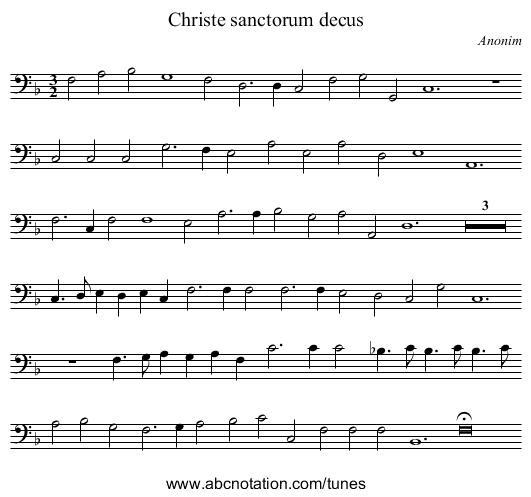 Christe sanctorum decus - staff notation