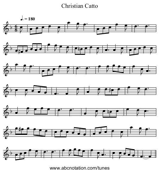 Christian Catto - staff notation