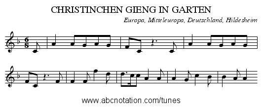 CHRISTINCHEN GIENG IN GARTEN - staff notation