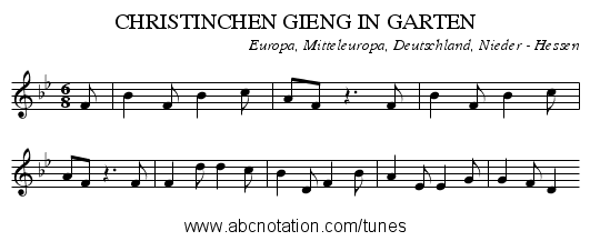 CHRISTINCHEN GIENG IN GARTEN - staff notation