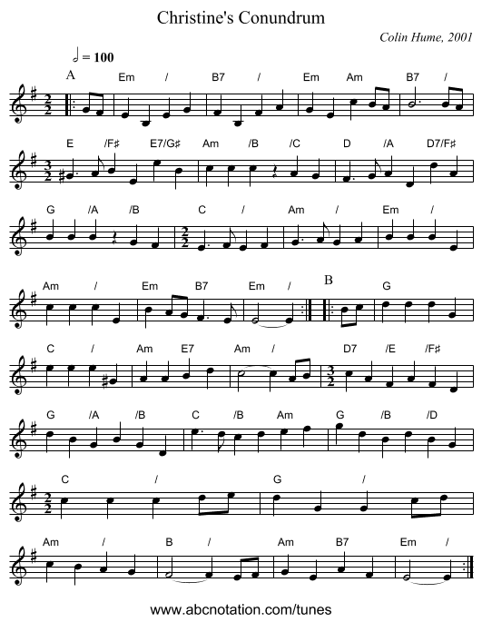 Christine's Conundrum - staff notation