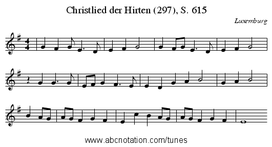 Christlied der Hirten (297), S. 615 - staff notation