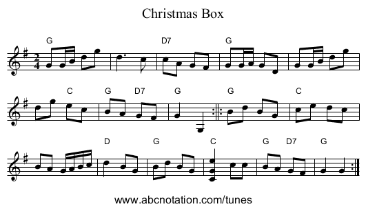 Christmas Box - staff notation