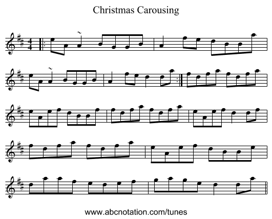 Christmas Carousing - staff notation