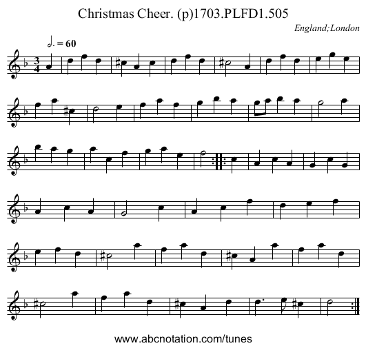 Christmas Cheer. (p)1703.PLFD1.505 - staff notation