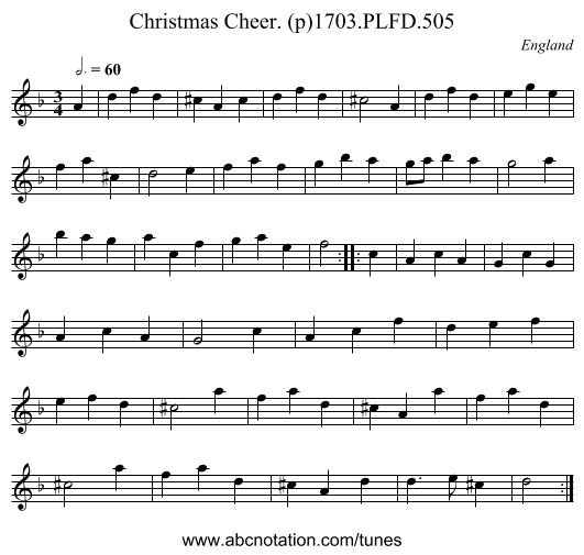 Christmas Cheer. (p)1703.PLFD.505 - staff notation