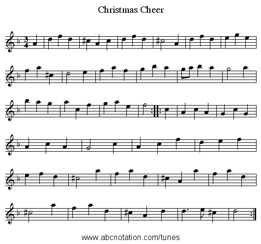 Christmas Cheer - staff notation