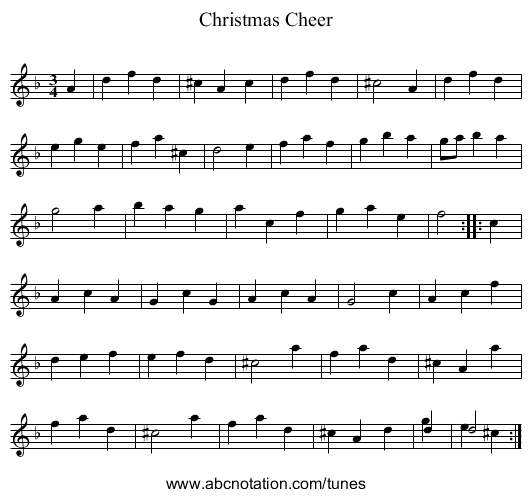 Christmas Cheer - staff notation