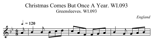 Christmas Comes But Once A Year. WI.093 - staff notation