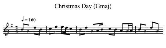 Christmas Day (Gmaj) - staff notation