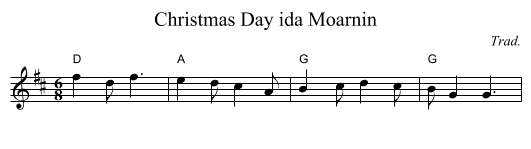 Christmas Day ida Moarnin - staff notation