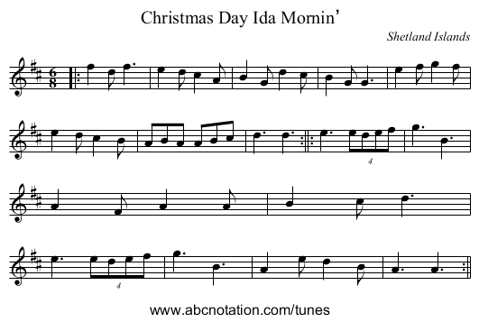 Christmas Day Ida Mornin’ - staff notation