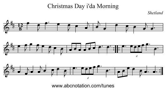 Christmas Day i'da Morning - staff notation