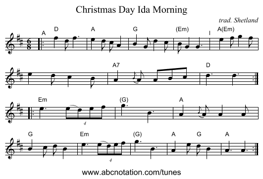 Christmas Day Ida Morning - staff notation
