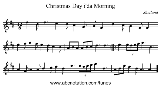 Christmas Day i'da Morning - staff notation