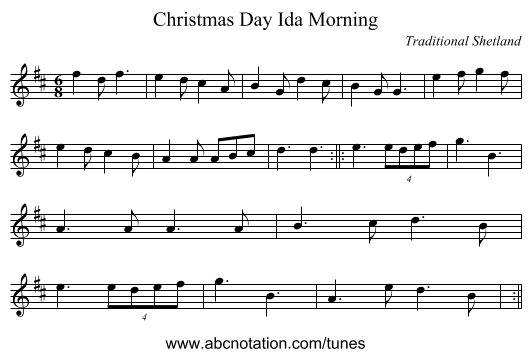 Christmas Day Ida Morning - staff notation